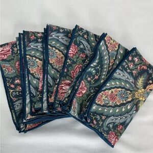 Vtg Cloth Napkins 6 Laura Ashley Blue Rose Cottage
